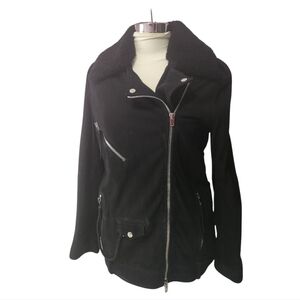 The Kooples Sheepskin Motorcycle style jacket size small black Women's